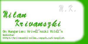 milan krivanszki business card